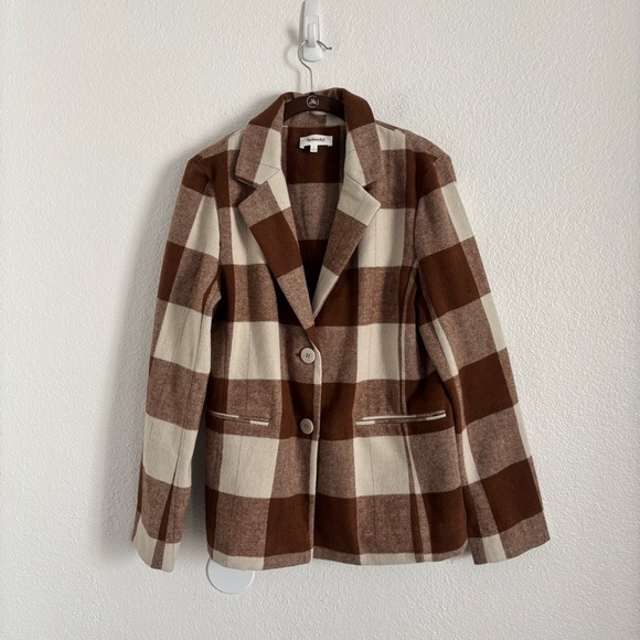 Splendid Women's Size Large Brown Ricki Plaid Blazer Coat Jacket - Picture 2 of 5